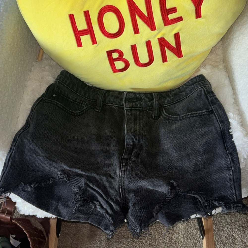 KanCan Black Distressed High-Rise Jean Shorts